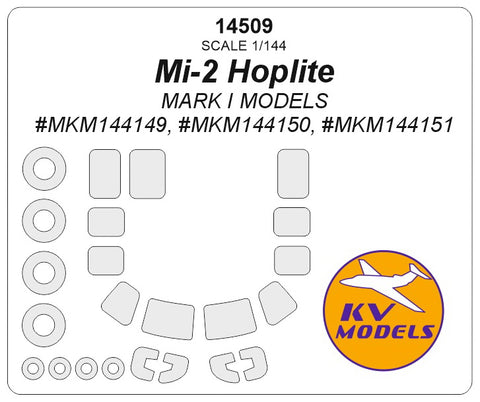 KV Models 14509 1/144 Mil Mi-2 Hoplite (Mark I Models #MKM144149, #MKM144150, #MKM144151) + wheels masks (For Mark I Models)