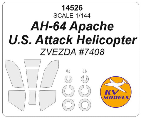 KV Models 14526 1/144 AH-64 Apache (ZVEZDA #7408) + masks for wheels (For ZVEZDA)
