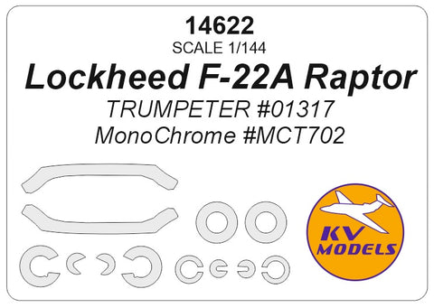 KV Models 14622 1/144 Lockheed F-22A Raptor (TRUMPETER #01317, MonoChrome #MCT702)  + wheels masks (For TRUMPETER / MonoChrome)