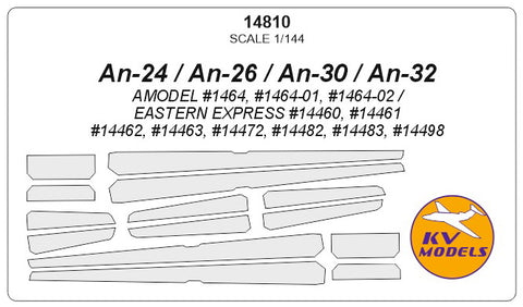 KV Models 14810 1/144 Antonov An-24 / An-26 / An-30 / An-32  (AMODEL #1464, #1464-01, #1464-02 / EASTERN EXPRESS #14460, #14461, #14462, #14463, #14472, #14482, #14483, #14498) (For EASTERN EXPRESS / AMODEL)