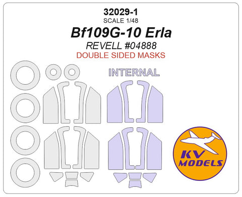 KV Models 32029-1 1/32 Bf109G-10 Erla (REVELL #04888) - (Double sided) + wheels masks (For Revell)