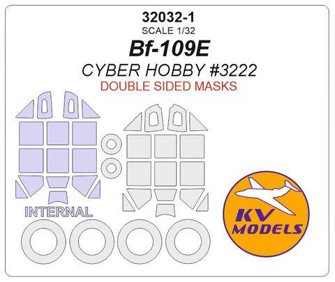 KV Models 32032-1 1/32 Bf-109E (Cyber Hobby #3222) - (Double sided) + wheels masks (For DRAGON)