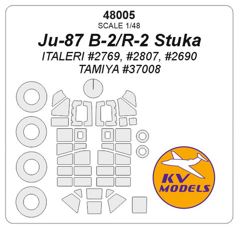 KV Models 48005 1/48 Ju-87 B-2/R-2 Stuka (ITALERI #2769, #2807, #2690  / TAMIYA #37008) + wheels masks (For ITALERI / TAMIYA)