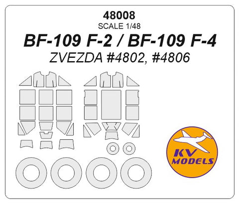 KV Models 48008 1/48 Bf-109 F-2 / F-4 (ZVEZDA #4802, #4806) + wheels masks (For ZVEZDA)