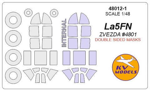 KV Models 48012-1 1/48 Lavochkin La-5FN  (ZVEZDA #4801) - (double sided) + wheels masks (For ZVEZDA)