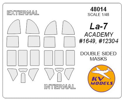 KV Models 48014 1/48 La-7 (ACADEMY #1649, #12304 / MODELIST #204817) - (double sided) + wheels masks (For ACADEMY / MODELIST)