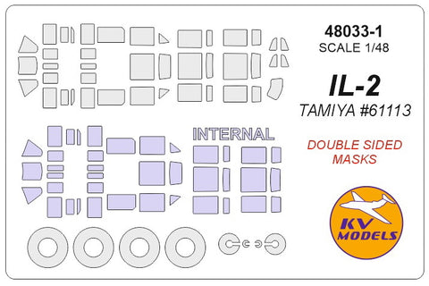 KV Models 48033-1 1/48 IL-2 (TAMIYA #61113) - (Double sided) + wheels masks (For TAMIYA)