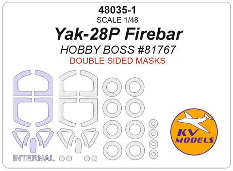 KV Models 48035-1 1/48 Yak-28P Firebar (HOBBY BOSS #81767) - (double sided) + wheels masks (For HOBBY BOSS)