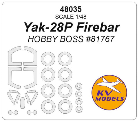 KV Models 48035 1/48 Yak-28P Firebar (HOBBY BOSS #81767) + wheels masks (For HOBBY BOSS)