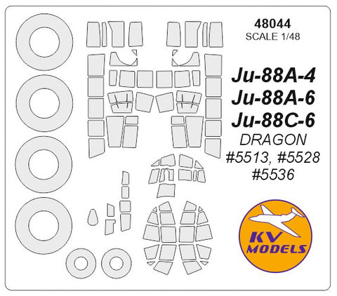 KV Models 48044 1/48 Ju-88A-4 / A-6 / C-6 (DRAGON #5513, #5528, #5536) + wheels masks (For DRAGON)