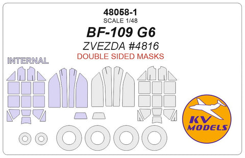 KV Models 48058-1 1/48 Bf-109 G-6 (ZVEZDA #4816) - (double sided) + wheels masks (For ZVEZDA)
