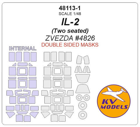 KV Models 48113-1 1/48 IL-2 Two seated version (ZVEZDA #4826) - (Double sided) (For ZVEZDA)