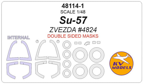 KV Models 48114-1 1/48 Su-57 (ZVEZDA #4824) - (Double sided) + wheels masks (For ZVEZDA)