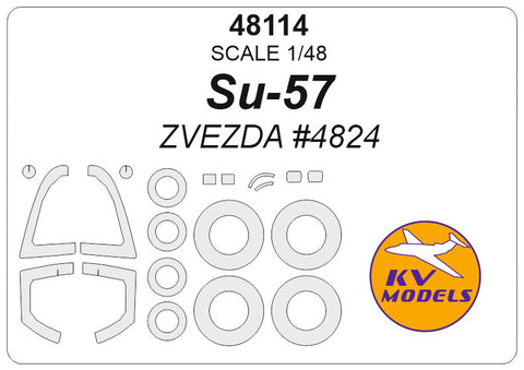 KV Models 48114 1/48 Su-57 (ZVEZDA #4824) + wheels masks (For ZVEZDA)