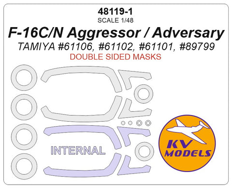 KV Models 48119-1 1/48 F-16C/N Aggressor/Adversary (TAMIYA #61106, #61102, #61101, #89799) - (Double sided) + wheels masks (For TAMIYA)