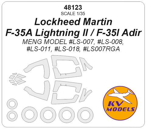 KV Models 48123 1/48 Lockheed Martin F-35A Lightning II / F-35I Adir (Meng Model #LS-007, #LS-008, #LS-011, #LS-018, #LS007RGA) + wheels masks (For Meng Model)