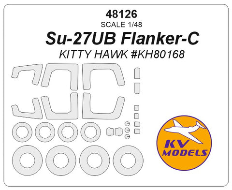KV Models 48126 1/48 Su-27UB Flanker-C (KITTY HAWK #KH80168) + wheels masks (For Kitty Hawk)