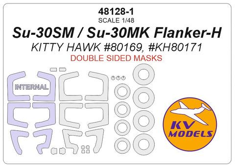 KV Models 48128-1 1/48 Su-30СМ / Su-30МК Flanker-H (KITTY HAWK #80169, #KH80171) - (double sided) + wheels masks (For Kitty Hawk)