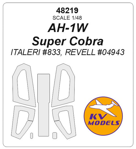 KV Models 48219 1/48 AH-1W Super Cobra (ITALERI #833, REVELL #04943) + wheels masks (For ITALERI / Revell)