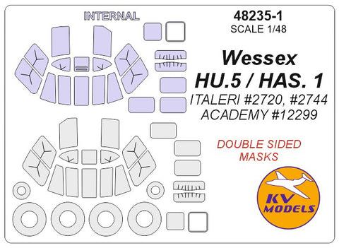 KV Models 48235-1 1/48  Wessex HU.5 / HAS. 1 (ITALERI #2720, #2744 / ACADEMY #12299) - (Double sided) + wheels masks (For ITALERI / ACADEMY)