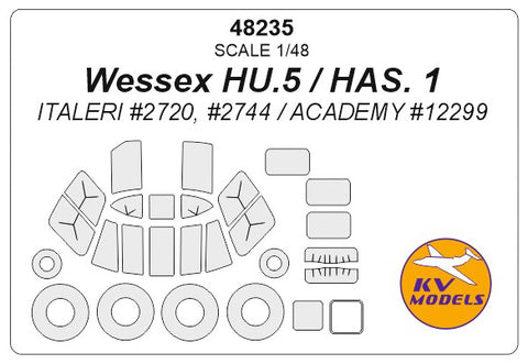 KV Models 48235 1/48  Wessex HU.5 / HAS. 1 (ITALERI #2720, #2744 / ACADEMY #12299) + wheels masks (For ITALERI / ACADEMY)