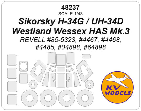 KV Models 48237 1/48 Sikorsky H-34G / UH-34D / Westland Wessex HAS Mk.3 (REVELL #85-5323, #4467, #4468, #4485, #04898, #64898) + wheels masks (For REVELL)