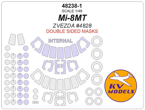 KV Models 48238-1 1/48 Mi-8MT (ZVEZDA #4828) - (Double sided) + wheels masks (For ZVEZDA)