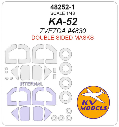 KV Models 48252-1 1/48 KA-52  (ZVEZDA #4830) - (Double-sided) + wheels masks (For ZVEZDA)