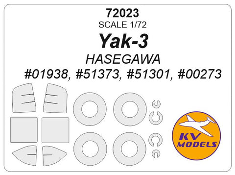 KV Models 72023 1/72 Yak-3 (HASEGAWA #01938, #51373, #51301, #00273) + wheels masks (For Hasegawa)