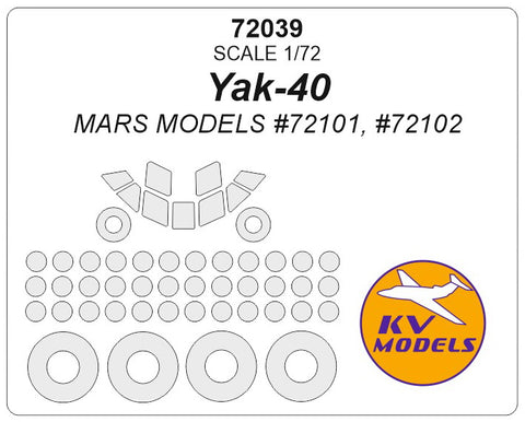 KV Models 72039 1/72 Yak-40 + wheels masks (For Mars Models)