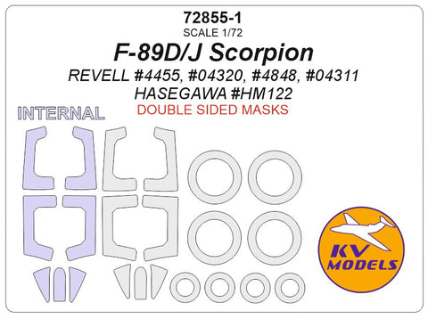 KV Models 72855-1 1/72 F-89 D/J Scorpion (REVELL #4455, #04320, #4848, #04311 / HASEGAWA #HM122) - (double sided) + wheels masks (For Revell / Hasegawa)