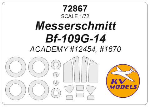 KV Models 72867 1/72 Messerschmitt Bf-109G-14 (ACADEMY #12454, #1670)  + wheels masks (For ACADEMY)
