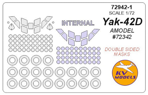 KV Models 72942-1 1/72 Yak-42D (AMODEL #72342) - (Double sided) + wheels masks (For AMODEL)