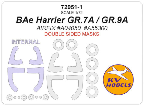 KV Models 72951-1 1/72 BAe Harrier GR.7A / GR.9A (AIRFIX #A04050, #A55300) - (Double-sided) + wheels masks (For AIRFIX)