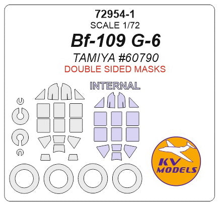 KV Models 72954-1 1/72 Bf-109 G-6 (Tamiya #60790) - (double sided) + wheels masks (For TAMIYA)