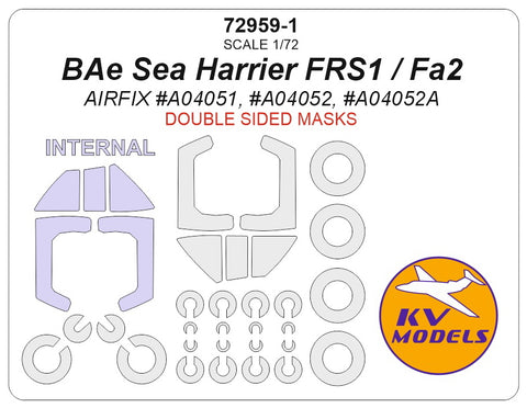 KV Models 72959-1 1/72 BAe Sea Harrier FRS1 / FA2 (AIRFIX #A04051, #A04052, #A04052A) - Double sided + wheels masks (For AIRFIX)