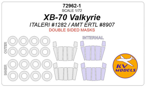 KV Models 72962-1 1/72 XB-70 Valkyrie (ITALERI #1282 / AMT ERTL #8907) - Double sided + wheels masks (For ITALERI / AMT ERTL)