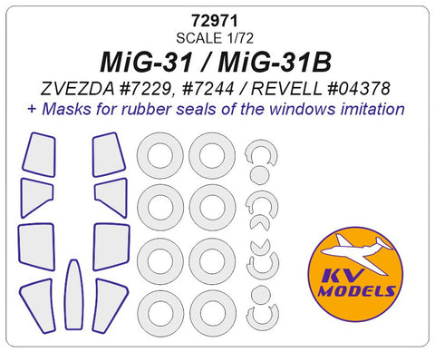 KV Models 72971 1/72 MiG-31  /MiG-31B (ZVEZDA #7229, #7244) + wheels masks (For ZVEZDA)