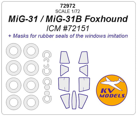 KV Models 72972 1/72 MiG-31  /MiG-31B Foxhound (ICM #72151) + wheels masks (For ICM)