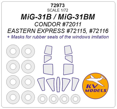 KV Models 72973 1/72 MiG-31B / MiG-31BM (CONDOR #72011 / EASTERN EXPRESS #72115, #72116) + wheels masks (For CONDOR / Eastern Express)