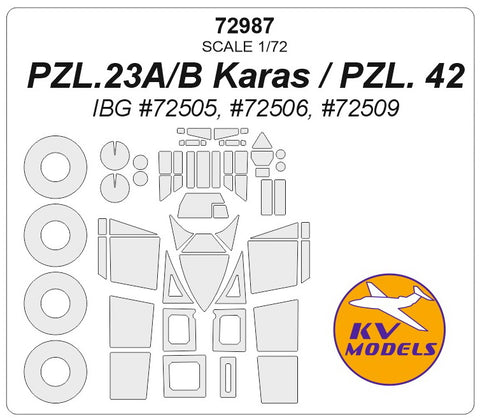 KV Models 72987 1/72  PZL.23A/B Karas / PZL. 42 (IBG #72505, #72506, #72509) + wheels masks (For IBG)