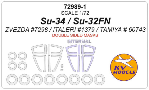 KV Models 72989-1 1/72 Su-34 / Su-32FN (ZVEZDA #7298 / ITALERI #1379 / TAMIYA # 60743) - (Double sided) + wheels masks (For ITALERI / ZVEZDA / TAMIYA)