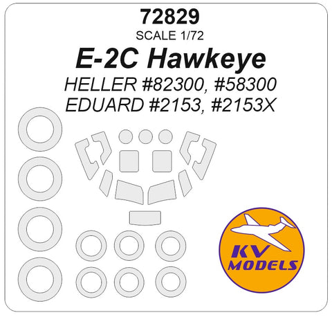 KV Models 73012 1/72 E-2C Hawkeye (HELLER #82300, #58300 / EDUARD #2153, #2153X) + wheels masks (For HELLER / EDUARD)