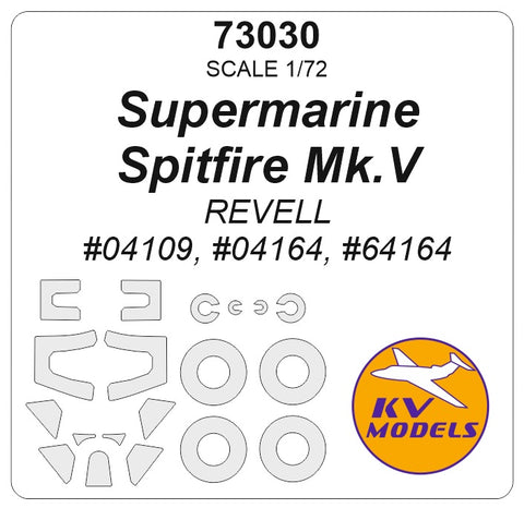 KV Models 73030 1/72 Supermarine Spitfire Mk.V (REVELL #04109, #04164, #64164) + wheels masks (For REVELL)