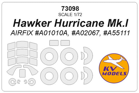 KV Models 73098 1/72 Hawker Hurricane Mk.I (AIRFIX #A01010A, #A02067, #A55111) + wheels masks (For AIRFIX)