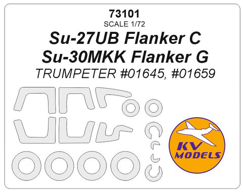 KV Models 73101 1/72 Su-27UB Flanker C / Su-30MKK Flanker G (TRUMPETER #01645, #01659) + wheels masks (For TRUMPETER)
