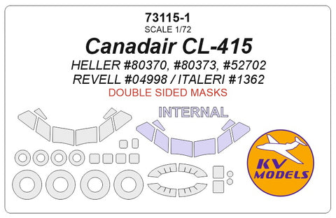 KV Models 73115-1 1/72  Canadair CL-415 (HELLER #80370, #80373, #52702 / REVELL #04998 / ITALERI #1362)  - (Double sided) + wheels masks (For HELLER)