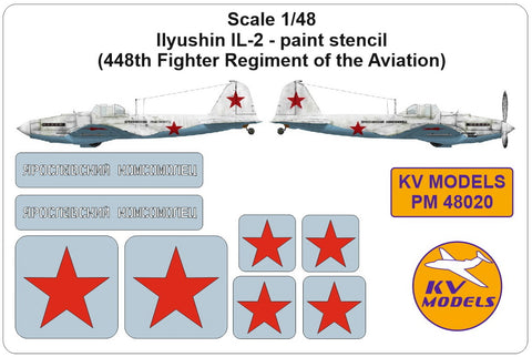 KV Models PM48020 1/48 Ilyushin IL-2 - paint stencil (448th Fighter Regiment of the Aviation) (For ZVEZDA)