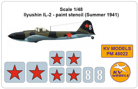 KV Models PM48022 1/48 Ilyushin IL-2 - paint stencil (Autumn 1941) (For ZVEZDA)