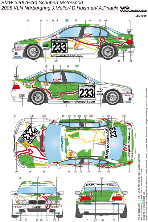 LB Production 24056 1/24 BMW 320i (E46) Schubert Motorsport VLN 2005 “Map of Nürburgring” J.Müller/ D.Huisman/ A.Priaulx